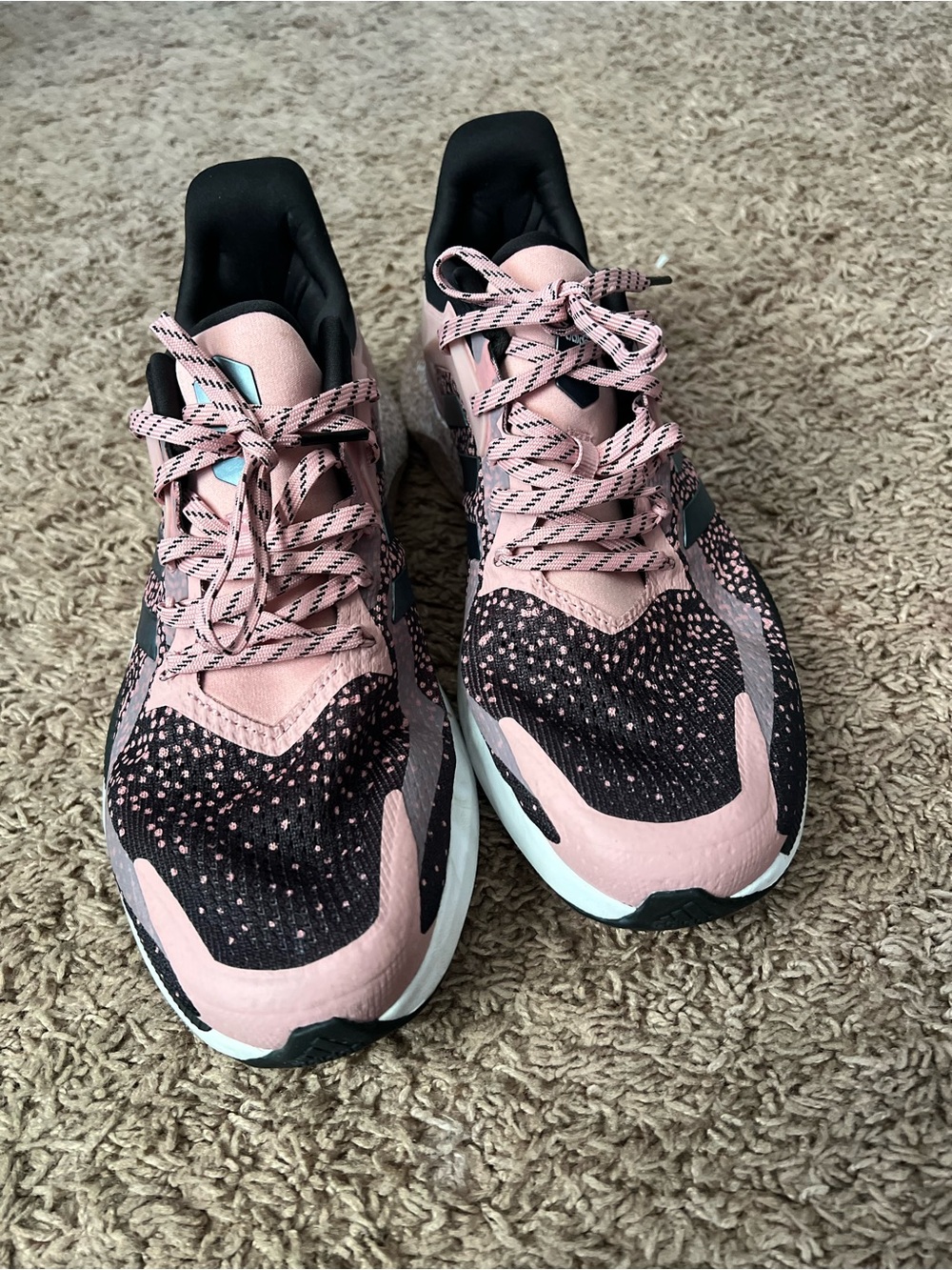 adidas Men/ Women Pink and Black Knit Running Sneakers